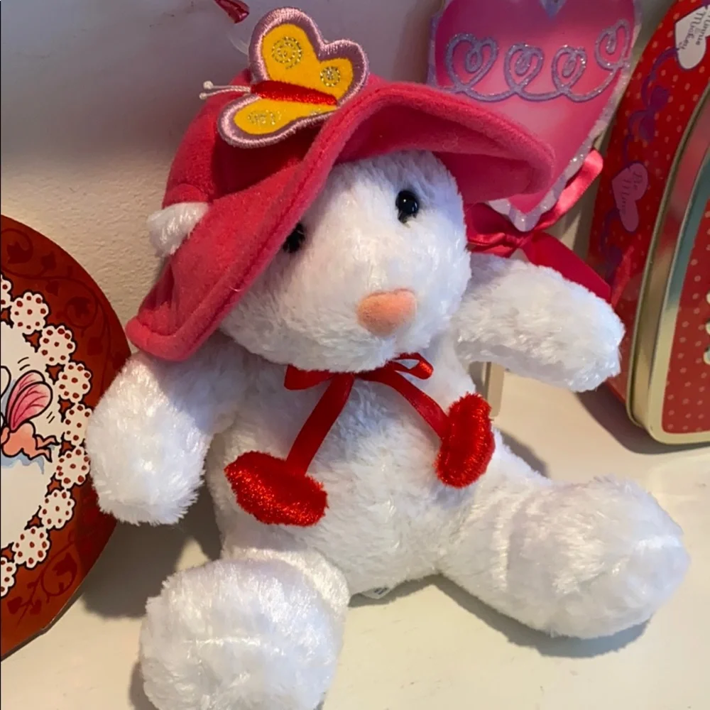 Pink White Bear stuffed animal plush toy Little Girl Party Gift Balloon weight